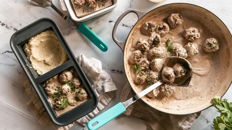 Souper Cube ladle and meatballs