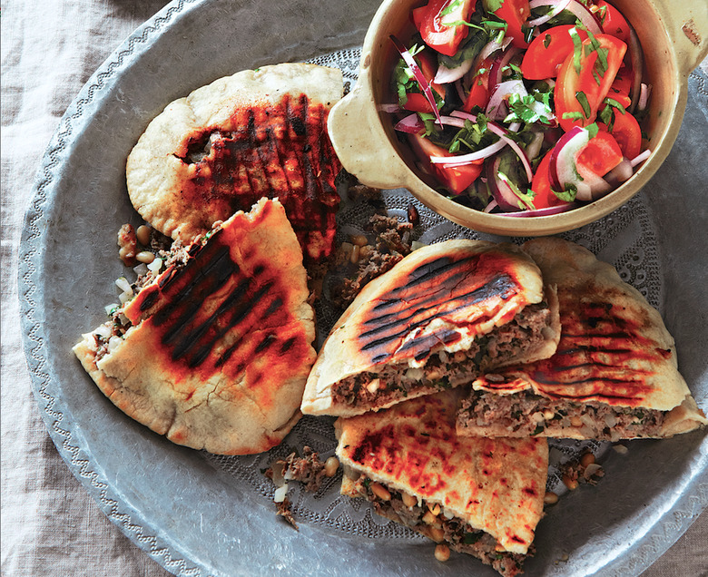 Spiced Lamb In Toasted Pita With Tomato & Red Onion Salad Recipe