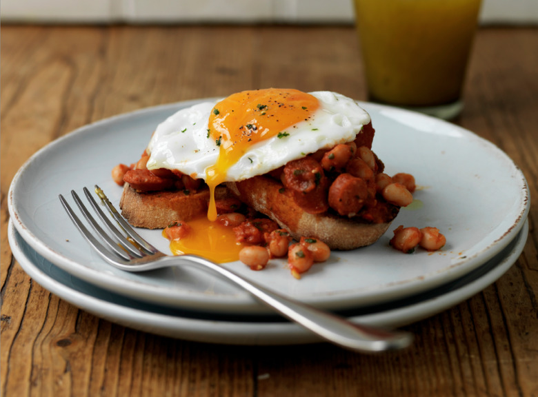 Spicy Beans And Pepperoni On Toast With Fried Eggs Recipe