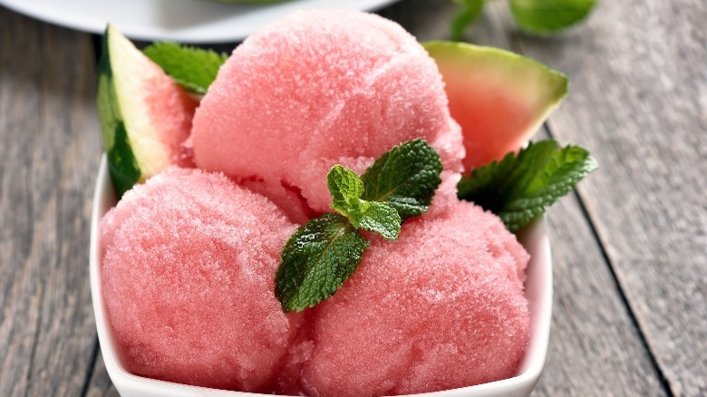 watermelon sorbet with mint