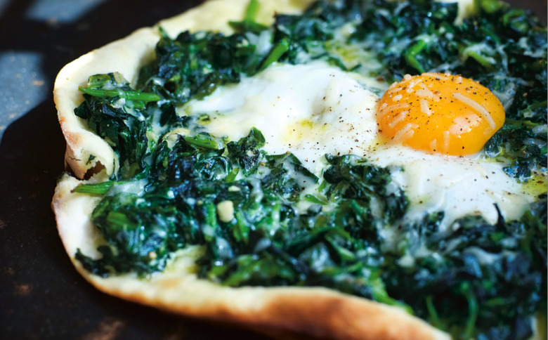 Spinach, Soft Egg And Parmesan Pizzetta