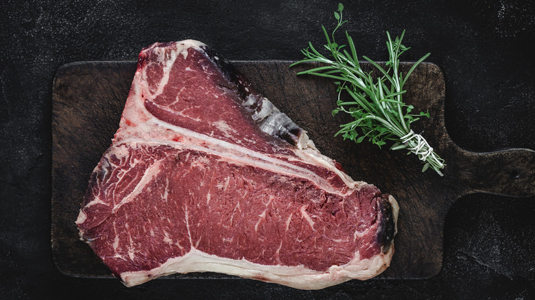 Dry aged steak and herbs