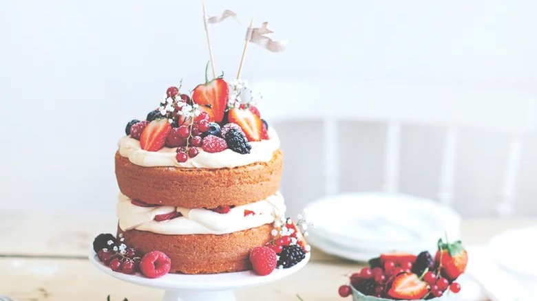 cake with berries