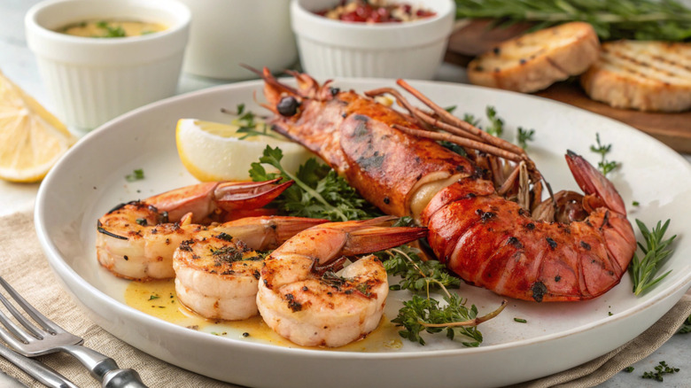 Seafood platter with lobster and shrimp