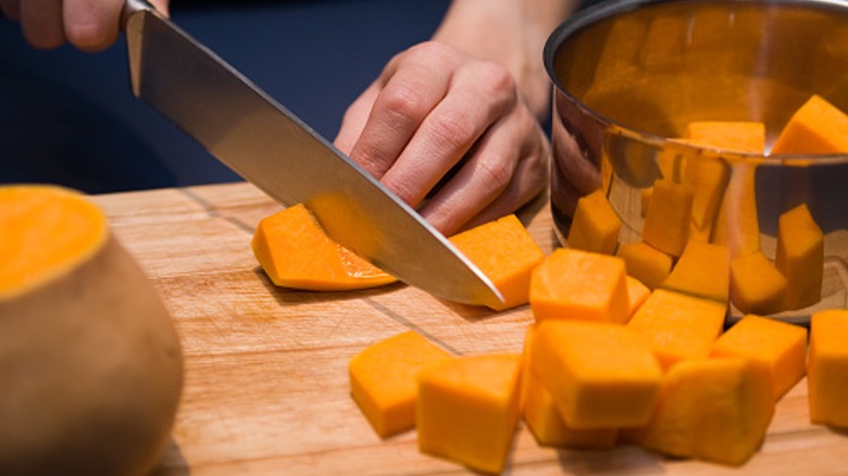 Cutting butternut squash