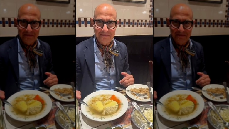 Stanley Tucci at a Jewish deli eating Ashkenazi classics.
