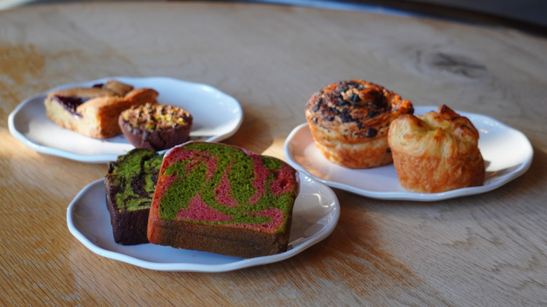 Starbucks' February baked goods on white plates