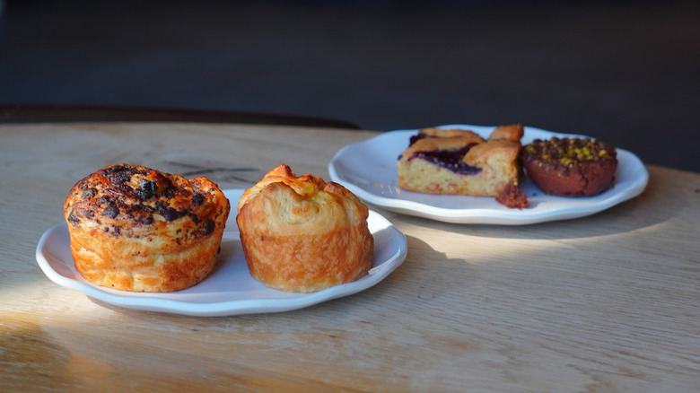 Starbucks' February baked goods on white plates