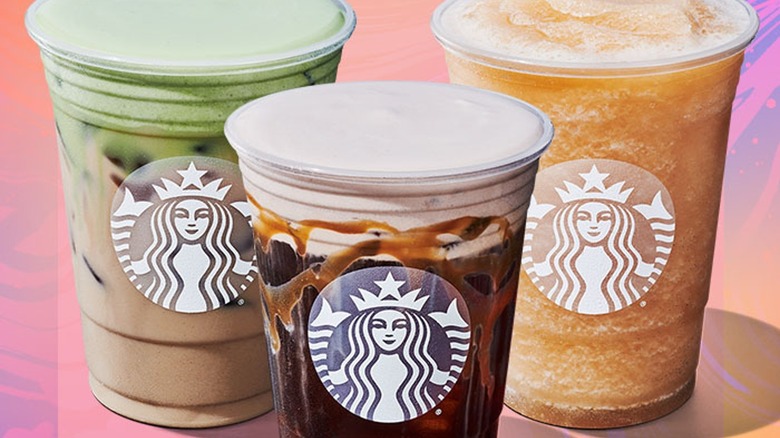 Three drinks from Starbucks Summer Remix Menu