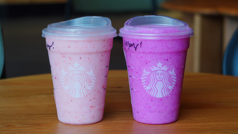 Starbucks' Blended Pink Drink and Blended Mango Dragonfruit Lemonade.