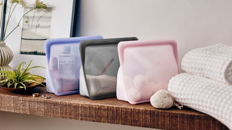 Stasher bags with toiletries