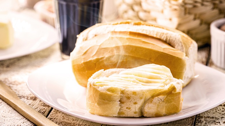 Crusty bread with butter