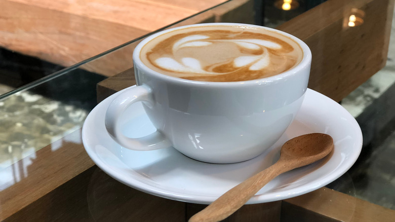 Cappuccino on glass table