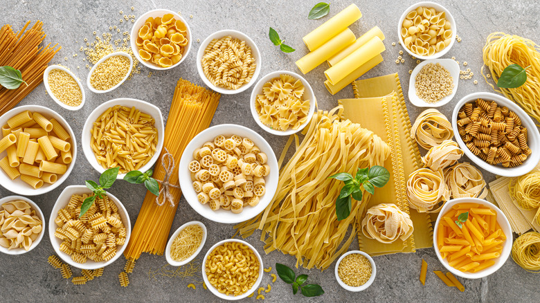 various types of uncooked pasta on tabletop