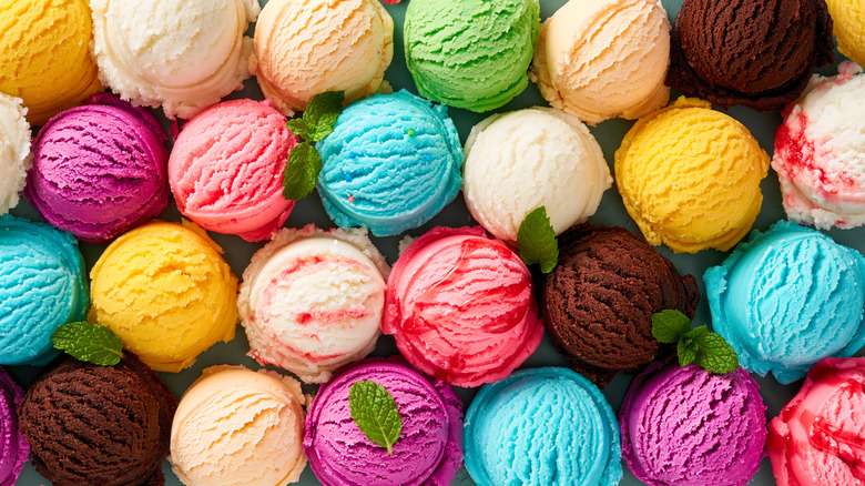 Assorted ice cream scoops