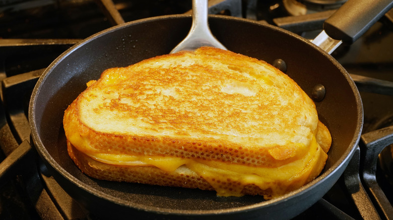 grilled cheese in pan