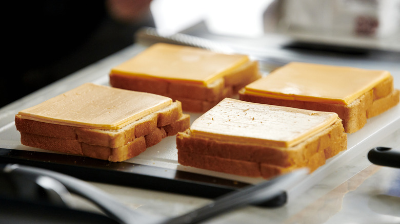 four grilled cheese sandwiches