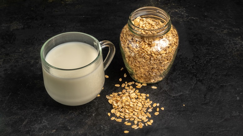 A jug of oat milk