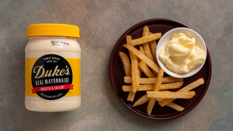 Duke's mayonnaise with a plate of fries