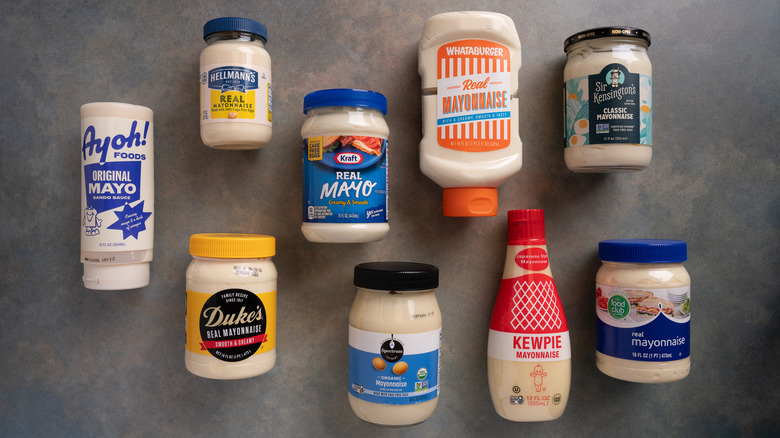 group shot of different mayonnaise brands