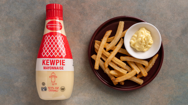 Kewpie mayonnaise with a plate of fries