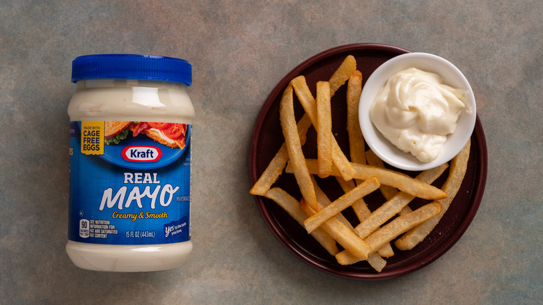 Kraft mayonnaise with a plate of fries