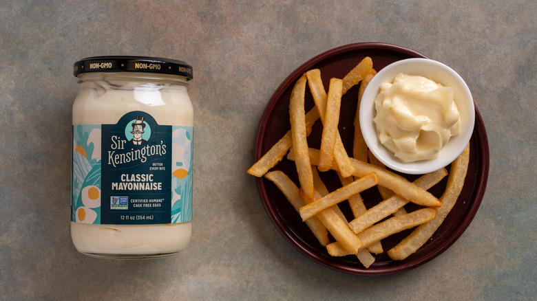 Sir Kensington's mayonnaise with a plate of fries