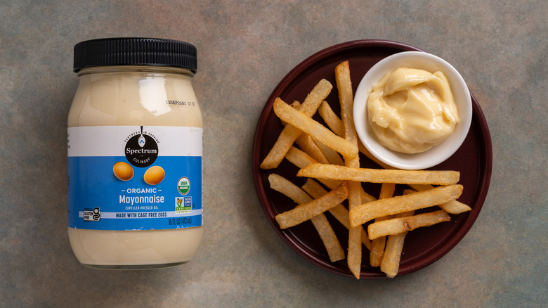 Spectrum Culinary mayonnaise with a plate of fries