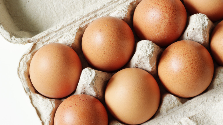 brown eggs in carton