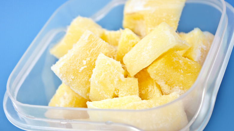 large frozen pieces of ginger root