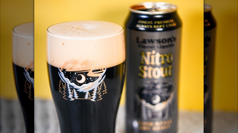 Can and pint of Lawson's Nitro Stout