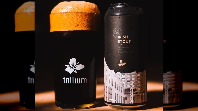 Can and glass of Trillium Irish Stout