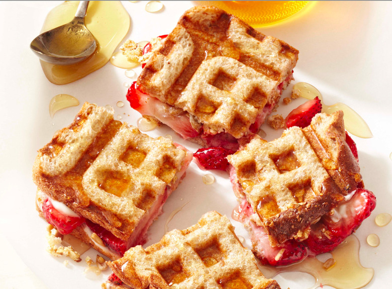 Mini Waffle Sandwiches with Strawberries