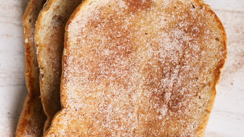 Close-up of slices of cinnamon sugar toast
