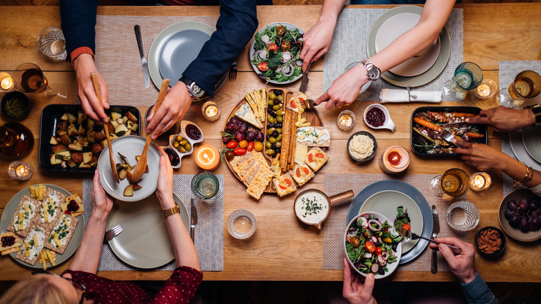 Group sharing a meal