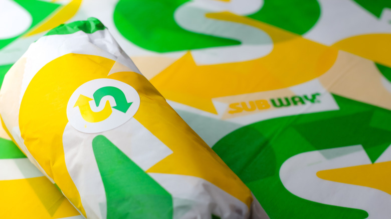 Subway sandwich wrapped in packaging
