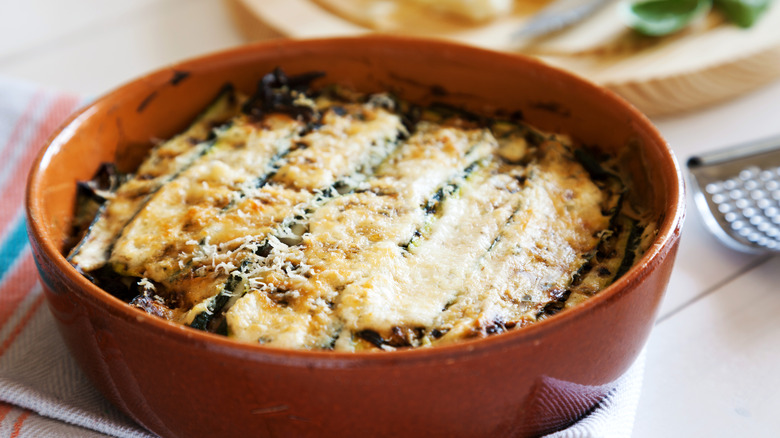Zucchini parmesan in ceramic bowl