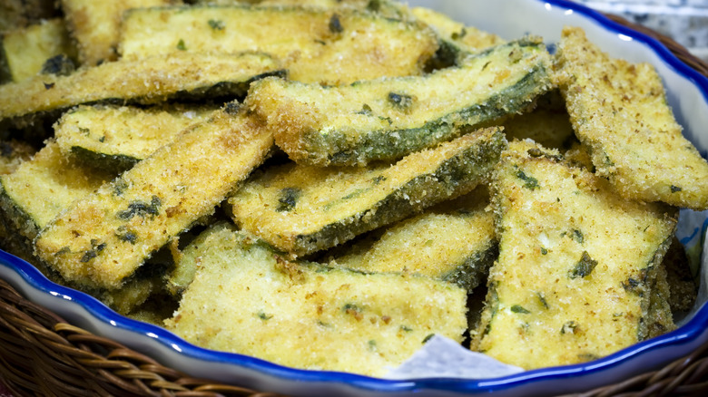 Pieces of fried zuchini