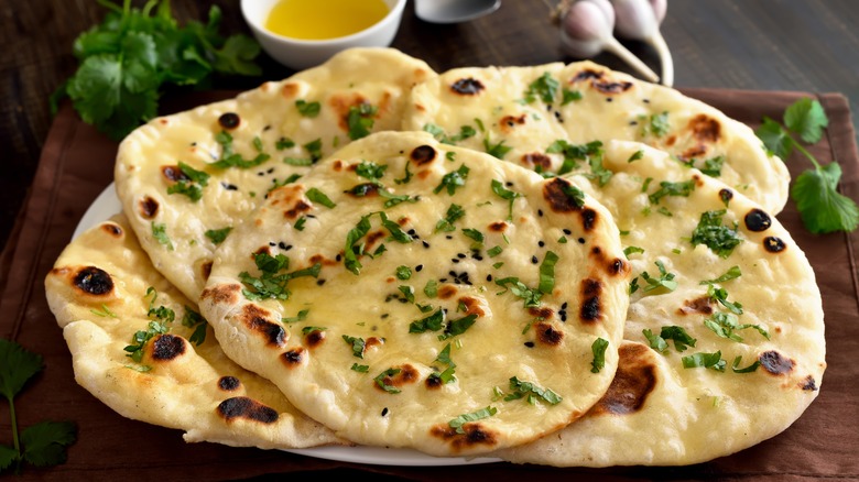 Indian garlic naan bread