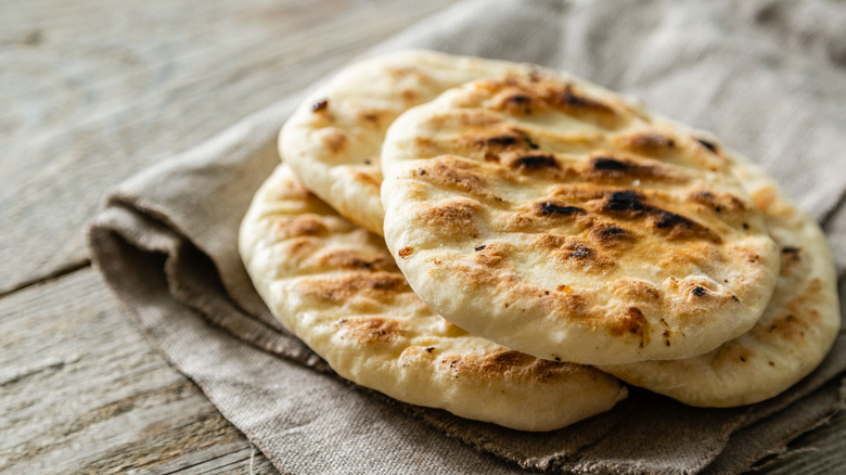 pita bread on a cloth