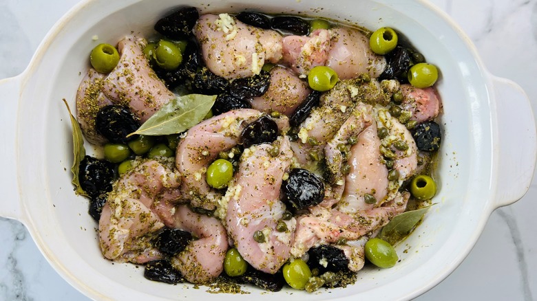 chicken Marbella in marinade