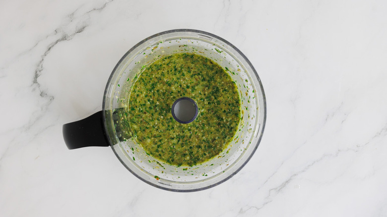 Sauce in food processor bowl