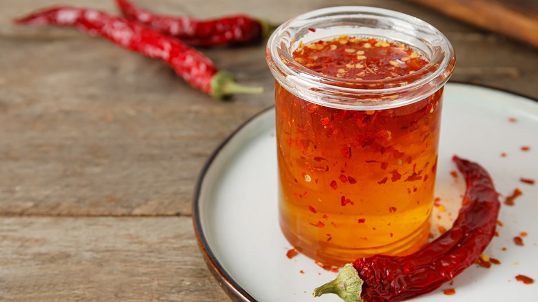 Honey with pepper flakes