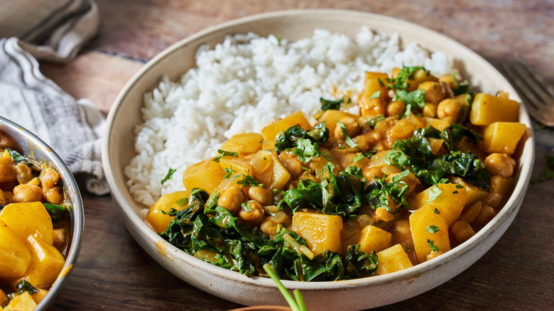 swiss chard curry with rice