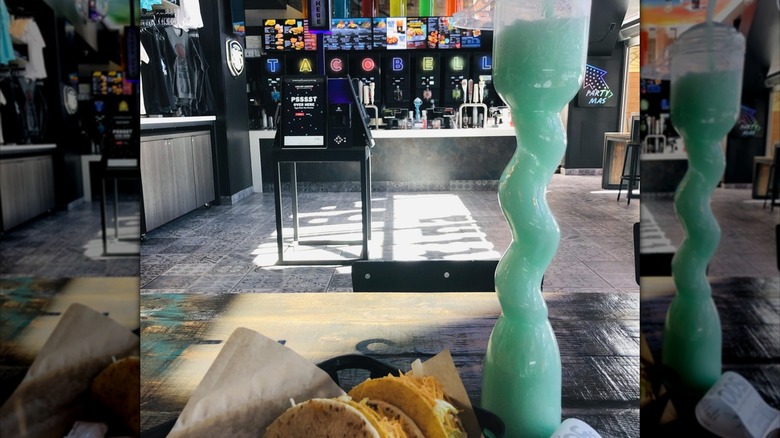 Taco Bell Cantina in Las Vegas with a frozen margarita.
