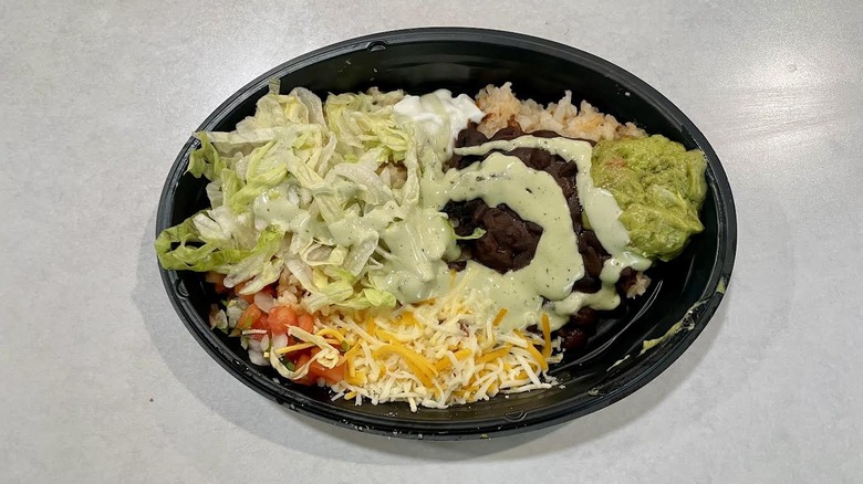 Taco Bell's Veggie Bowl on a white table top