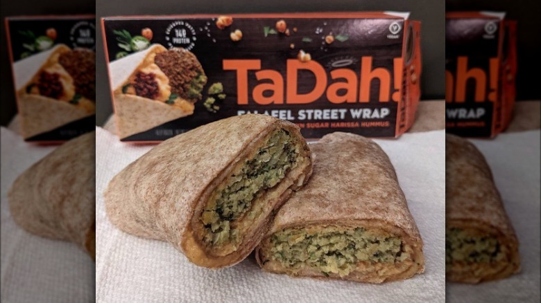 Wrap cut in half with cabbage slaw