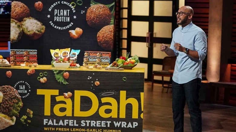 John Sorial of TaDah on stage of Shark Tank
