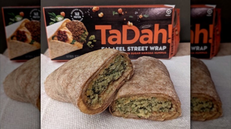Wrap cut in half with cabbage slaw
