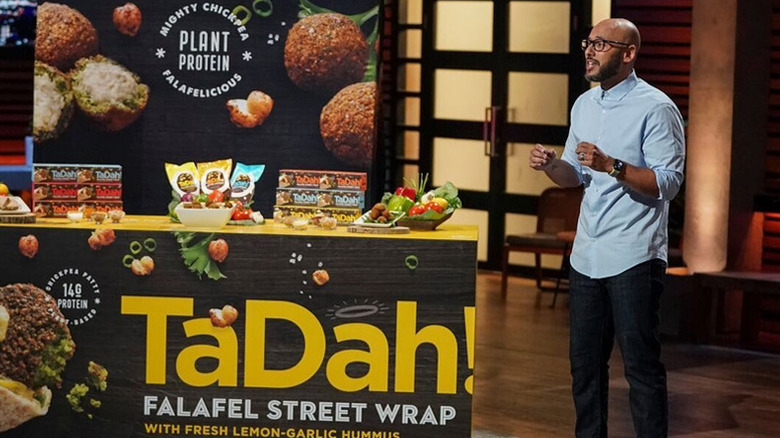 John Sorial of TaDah on stage of Shark Tank